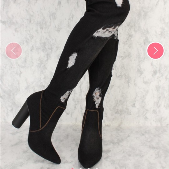 πSale was$85 will go backπ after saleπNew Glam Blackout Jean Thigh High Boots - Picture 2 of 11